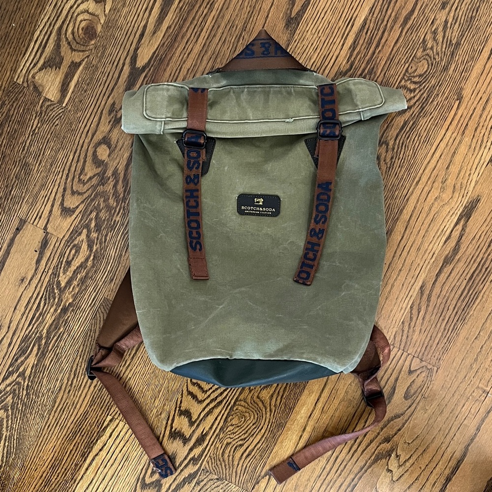 Scotch & Soda Khaki and Brown Backpack